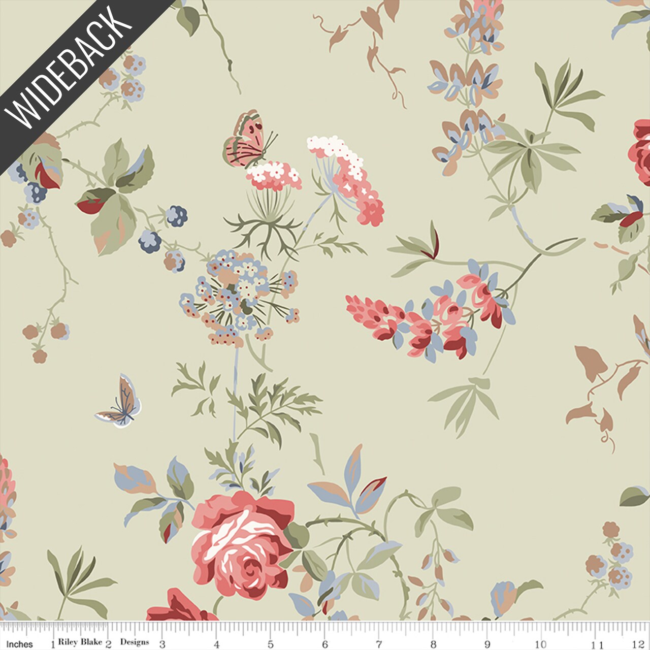 Floral Wideback (108 Inch) in Sage (wb16129-sage) | Anne of Green Gables | Riley Blake Designs | Riley Blake